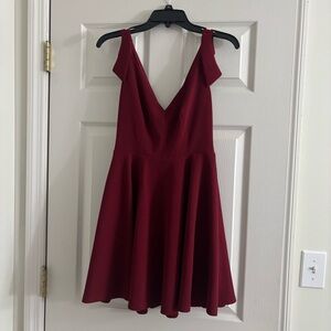 Lulu's Deep Red V-Neck Mini Dress